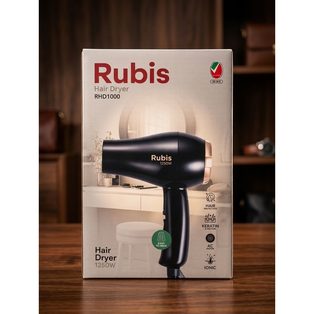 سشوار تاشو مسافرتی برند Rubis مدل RHD1000 است.